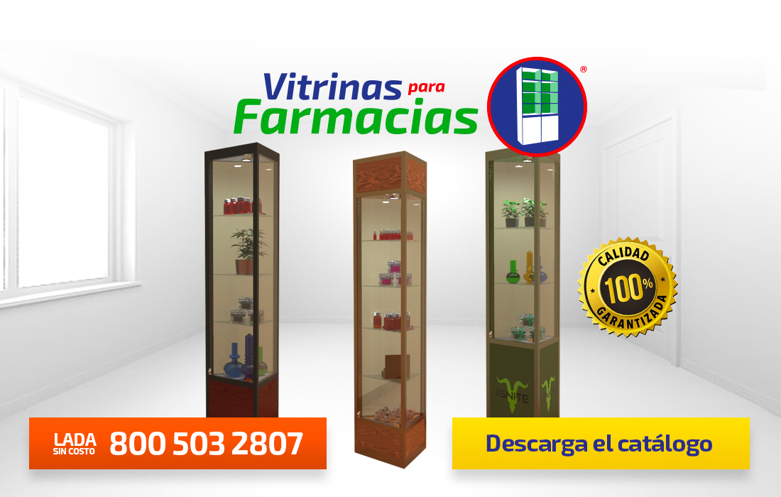 VITRINAS ESQUINERAS para Farmacias